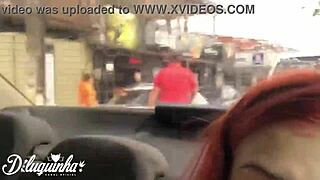 Novinha masturbates in uber then gives her hairy pussy to monster cock