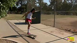 lesbian skater girl and brunette play with anal toys at home