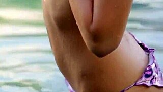 Hey, watch this hot pool masturbation session with big tits and toys 😏💦