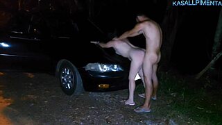 This wife moans on strangers' cocks in public on the street