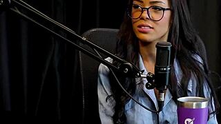 brunette shows skills and body after talking about spit discomfort - alice vasconcelos watch on sheer red easter special