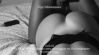 Hotwife massages the repairman's big cock while her cuckold husband is away, filming it all for him