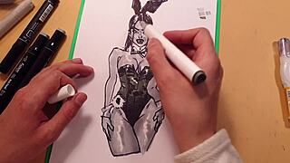 Drawn Hot Sexy Girl In Latex Quick Sketch With Markers