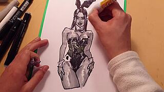 Drawn Hot Sexy Girl In Latex Quick Sketch With Markers