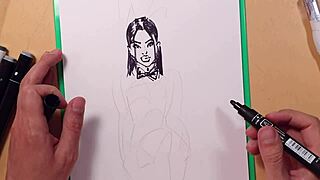 Drawn Hot Sexy Girl In Latex Quick Sketch With Markers