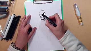 Drawn Hot Sexy Girl In Latex Quick Sketch With Markers