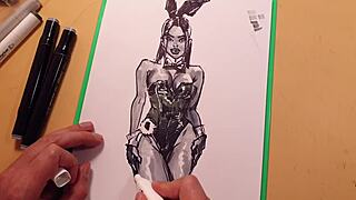 Drawn Hot Sexy Girl In Latex Quick Sketch With Markers