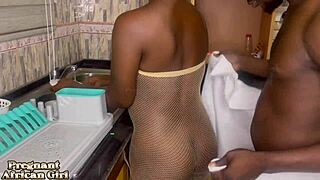 Black Pregnant Girl Kitchen Fucking