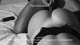 Hotwife massages the repairman's big cock while her cuckold husband is away, filming it all for him