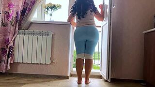 The mature milf says, 'Hold my big ass and fuck me.'