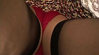 Red Panties Under Skirt