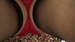 Red Panties Under Skirt