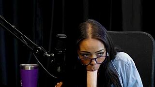 brunette shows skills and body after talking about spit discomfort - alice vasconcelos watch on sheer red easter special