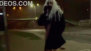 Trans Shemale Olivia Flashes Dick and Ass on Public Street