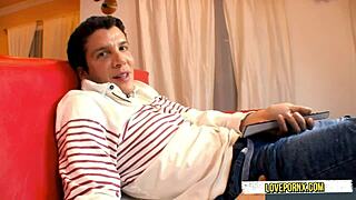 Crazy step-mom strolls around home completely nude, teasing with her body and skinny figure.