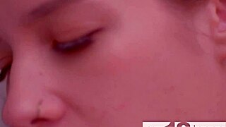 Skinny Brunette Teen Fucks Her Pussy With Cream On Sofa