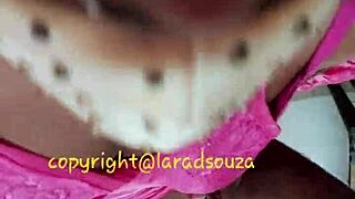 Indian crossdresser model Lara Dsouza in pink satin nighty