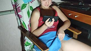 Korean Girl Watches Porn at Night, Gets Horny, and Starts Masturbating