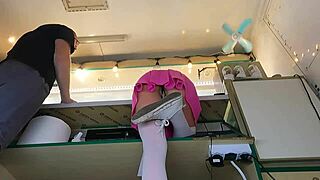 i couldn't resist kissing her naked ass at work on the counter