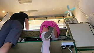 i couldn't resist kissing her naked ass at work on the counter