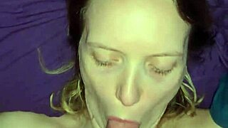 Milf gets her face fucked before receiving a cum facial.