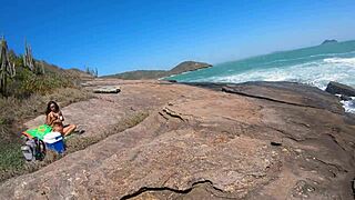 Check out pissing and sex on the beach part 1, with big pussy lips and monster cock riding.