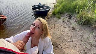 the hot blonde in fishnets takes on risky outdoor sex