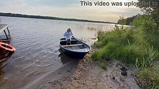 the hot blonde in fishnets takes on risky outdoor sex