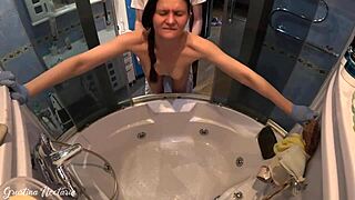 she was trying to clean the bath while i fucked her doggystyle.