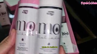 Influencer tests erotic products with pepper blend and body oils in asmr