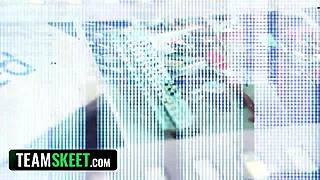 shoplyfter - tight little 18+ thief gets her hole stuffed by the security guard