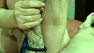 Stepmom gives close-up blowjob