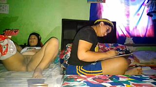 Intensely Pleasuring My Big Pussy While Stepsister Studies