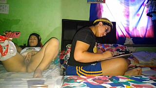 Intensely Pleasuring My Big Pussy While Stepsister Studies