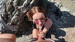 Horny Couple On Vacation At The Beach