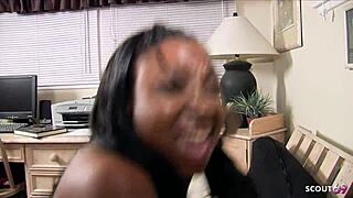 Curvy black wife fucks tiny husband hard