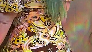 Joan Day Wears See-Through Tights And Flaunts Curvy Body