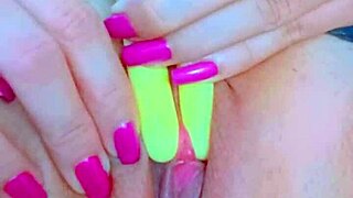 Latina College Babe Masturbates Shaved Pussy with Toy