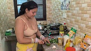 Husband's hardcore kitchen fuck with his skinny bride