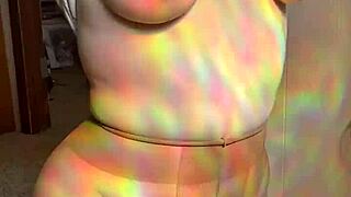 Joan Day Wears See-Through Tights And Flaunts Curvy Body