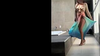 Brazilian Milf Dances Sensually in Miniskirt Outdoors