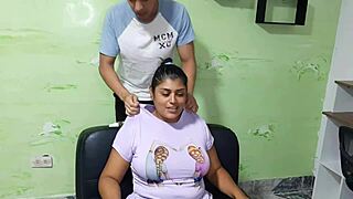 I massage my stepmother intensely and suck her big tits