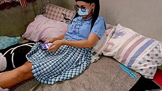 step uncle creams juicy pussy before school