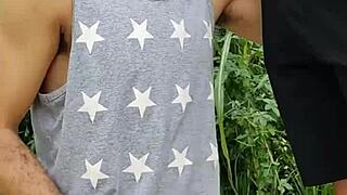 the girl sucked the endowed farmer in the ration field, friend filmed