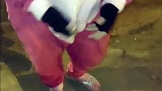 I fucked a mature prostitute in costume on the street without condom and cum inside