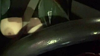 Italian big tits hot solo car ride with her juicy tits flashing