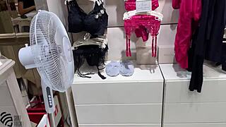 Milf masturbates intensely in changing room