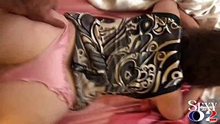 french amateur slut in satin panties gets deepthroat and ass to mouth