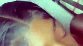 My little 18+ shy stepsister got caught on her knees sucking big black cocks again