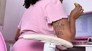 Curvy Girl Working Eating and Farting